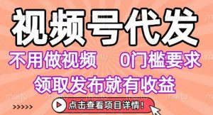 视频号代发，不用剪辑不用做视频，0门槛要求，领取发布就有收益，任务没有无上限，小白轻松上手【揭秘】-沐风资源库
