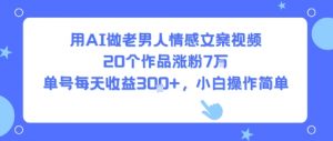 用AI做老男人情感文案视频，20个作品涨粉7W，单号每天收益3张+，小白操作简单-沐风资源库