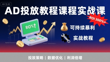 AD投放教程课程实战课，实现广告ROI300%+可持续暴利-沐风资源库