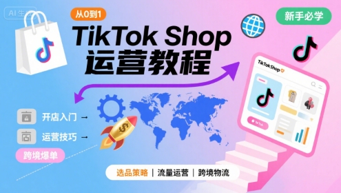 TikTok Shop从0到1运营教程，TikTok跨境电商新手必学课程-沐风资源库