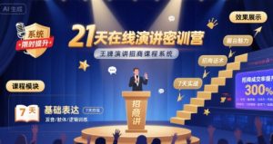 21天在线演讲密训营，王牌演讲招商课程系统-沐风资源库