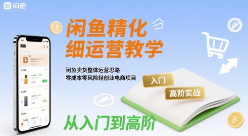 闲鱼精细化运营入门+高阶实战教学，闲鱼卖货整体运营思路，零成本零风险轻创业电商项目-沐风资源库
