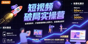 短视频破局实操营，业余到高手，打造短视频核心竞争力，实现商业闭环-沐风资源库