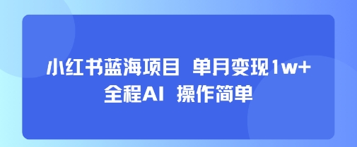 小红书蓝海项目 单月变现1w+ 全程AI 操作简单-沐风资源库
