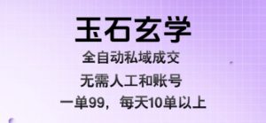 玉石玄学全自动私域成交，一单99每天十单以上，无需人工和矩阵账号，蓝海项目直接干【揭秘】-沐风资源库