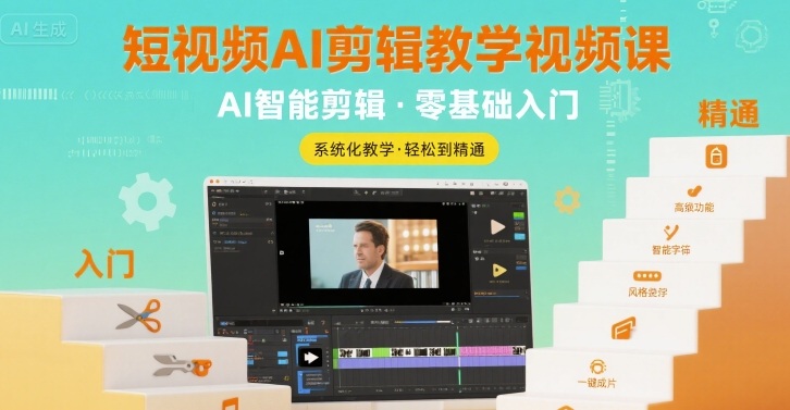 短视频AI剪辑教学视频课，入门到精通-沐风资源库