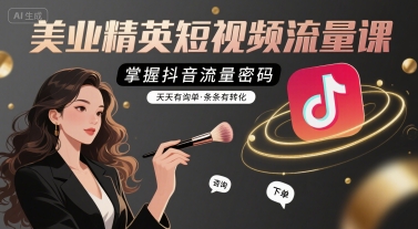 美业精英短视频流量课，掌握抖音流量密码，天天有询单，条条有转化-沐风资源库