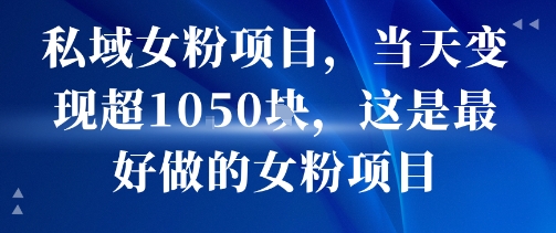 私域女粉项目，当天变现超1k，这是最好做的女粉项目，可放大操作-沐风资源库