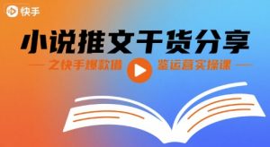 小说推文干货分享之快手爆款借鉴运营实操课-沐风资源库