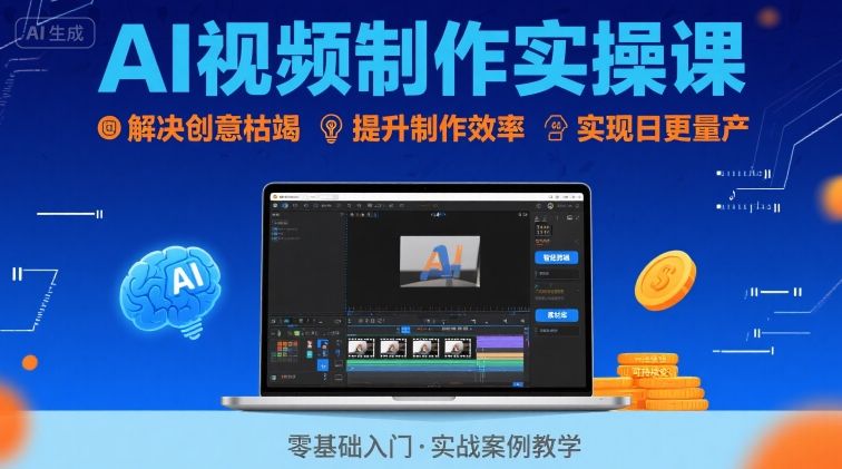 Ai视频制作实操课，解决创意枯竭、效率低下痛点，实现日更量产可持续变现-沐风资源库
