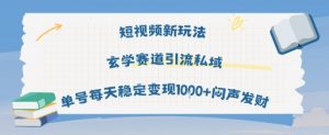 短视频新玩法玄学赛道引流私域单号每天稳定变现1k+闷声发财-沐风资源库