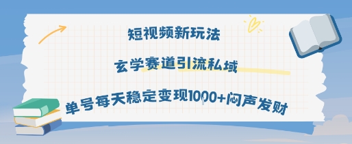 短视频新玩法玄学赛道引流私域单号每天稳定变现1k+闷声发财-沐风资源库
