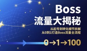 Boss流量大揭秘，从起号到转化细节拆解，从0到1打造Boss流量全流程-沐风资源库