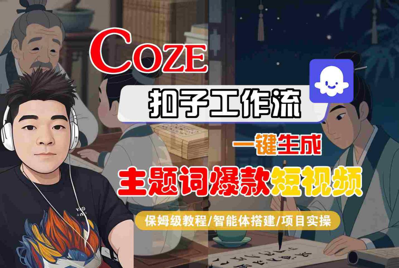 COZE扣子工作流一键生成主题词爆款短视频，保姆级教程-智能体搭建-项目实操-沐风资源库