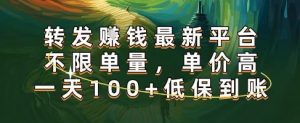 正规转发挣钱，最新平台，不限单量，单价高，一天100+低保到账【揭秘】-沐风资源库