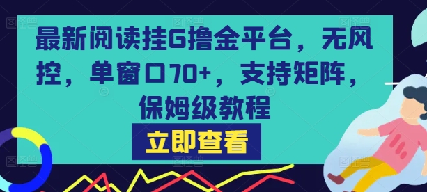 最新阅读挂G撸金平台，无风控，单窗口70+，支持矩阵，保姆级教程【揭秘】-沐风资源库