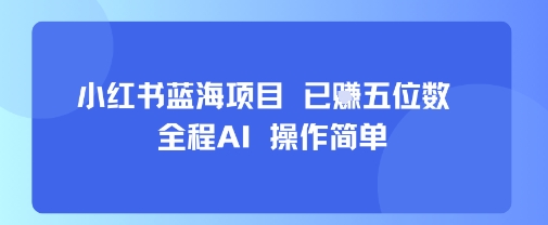 小红书蓝海项目，全程AI，操作简单，已挣五位数-沐风资源库