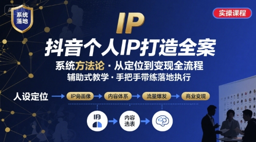抖音个人IP系统落地实操大课，实操课程，辅助落地-沐风资源库