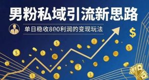 男粉私域引流新思路，单日稳收8张利润的变现玩法-沐风资源库