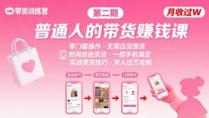 小红书带货第二期训练营，普通人月收过W的带货课，时间自由，零门槛无压货，一部手机即可操作-沐风资源库