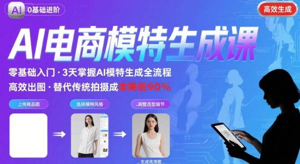 AI模特进阶课程，0基础高效生成逼真电商模特图-沐风资源库