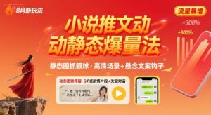 8月小说推文全新玩法，动静态图片+搭配小说文案爆量玩法-沐风资源库