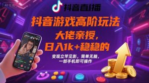 抖音游戏大佬高阶玩法，日入 1k + 稳稳的，变现立竿见影，简单无脑，一部手机即可操作【揭秘】-沐风资源库