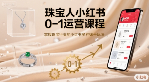 珠宝人小红书0-1运营课程，掌握珠宝行业的小红书多种账号玩法-沐风资源库