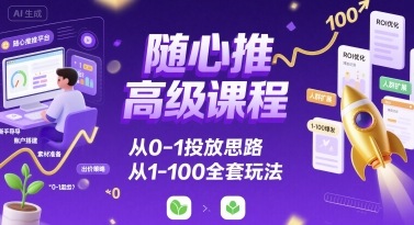 随心推高级课程,从0-1投放思路,也有从1-100的全套玩法-沐风资源库