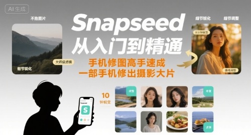 Snapseed从入门到精通，手机修图高手速成，一部手机就能修出摄影大片-沐风资源库