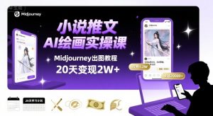 小说推文干货分享之AI绘画MJ出图实操课，用Midjourney做小说推文，20天挣2w-沐风资源库