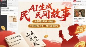 AI生成民间故事，头条号5天1k+，小白轻松上手【附工具指令】-沐风资源库