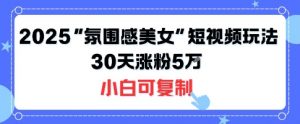 不露脸也能火！2025“氛围感美女”短视频玩法，30天涨粉5W小白可复制-沐风资源库