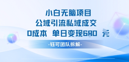 小白无脑项目公域引流私域成交0成本单日变现680米-沐风资源库