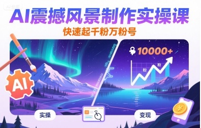 AI震撼风景制作实操课，快速起千粉万粉号-沐风资源库