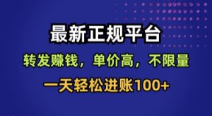 最新正规平台，转发賺钱，单价高，不限量，一天轻松进账100+【揭秘】-沐风资源库