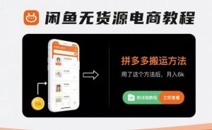 闲鱼无货源电商教程，拼多多搬运方法，用了这个方法后，月入6k(附详细教程)-沐风资源库
