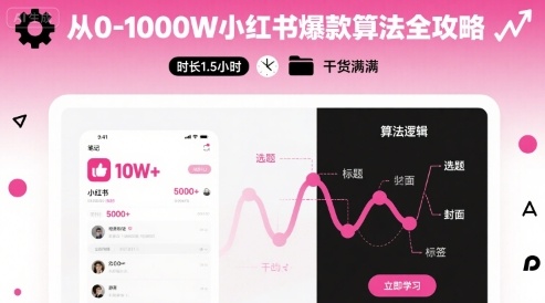 从0-1000W小红书爆款算法全攻略，时长1.5小时，干货满满-沐风资源库