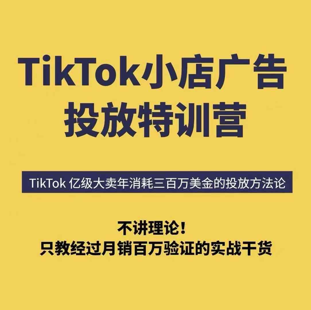 TikTok小店广告投放特训营,6天破局计划专治各种“投不动”,教你经过月销百万验证的实战干货-沐风资源库