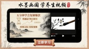 水墨画国学养生视频，五分钟学会复制爆款，快速起千粉万粉号-沐风资源库
