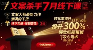文案杀手7月线下课，​文案大师最新力作，满满的干货-沐风资源库
