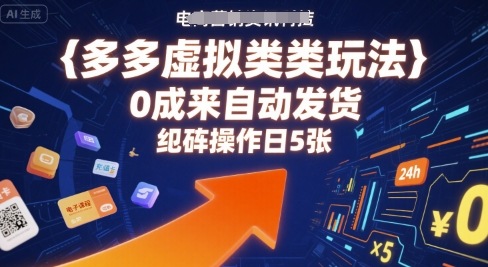 多多虚拟类目玩法，0成本全自动发货，矩阵操作日5张-沐风资源库