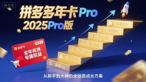 拼多多年卡2025Pro版，五大板块从认知到基础、从推广到活动、从活动到玩法-沐风资源库
