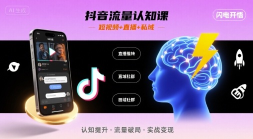 抖音流量认知课，短视频+直播+私域，认知提升，闪电开悟-沐风资源库