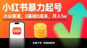 小红书暴力起号，小众赛道，0基础0成本，月入1w-沐风资源库