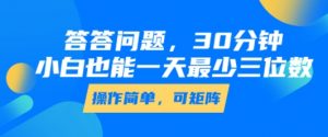 答答问题，30分钟，小白也能一天最少也有三位数，操作简单-沐风资源库