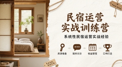 民宿运营实战训练营，系统性民宿运营实战经验-沐风资源库