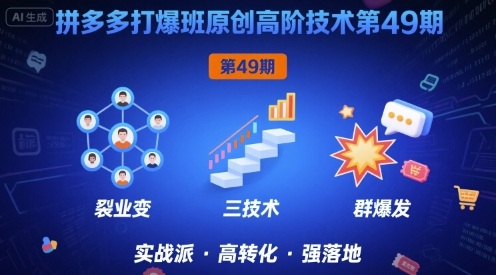 拼多多打爆班原创高阶技术第49期，拼多多裂变+阶梯+群爆-沐风资源库