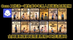 coze工作流一键生成”中年男人困境扎心高涨粉高播放量图文视频”保姆级拆解教程，无需剪辑，无需拍摄写文案-沐风资源库