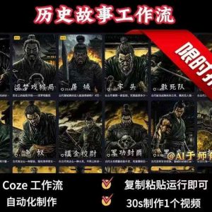 COZE扣子工作流一键生成历史人物一生的视频,复制粘贴运行即可,30s制作1个视频-沐风资源库